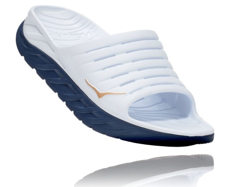 Chinelos Hoka One One ORA Recovery Slide Portugal - Chinelos Homem Branco / Azul Anil - MBVYOH-973
